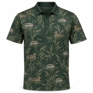 Mallard Reed Lattice Forest Taupe Polo Shirt