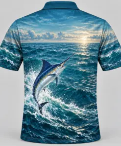 Marlin Ocean Petrol Horizon Polo Shirt - Back view