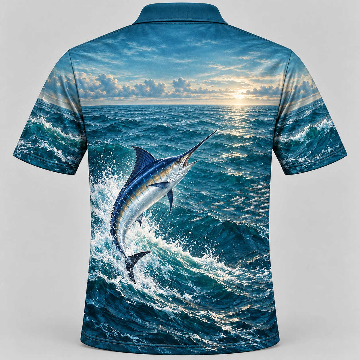 Marlin Ocean Petrol Horizon Polo Shirt - Back view