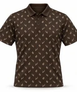 Micro Antlers and Oak Espresso Polo Shirt - Front view