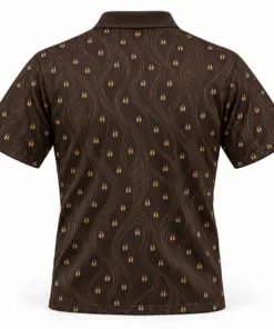 Micro Deer Hooves and Gold Woodgrain Espresso Polo Shirt - Back view