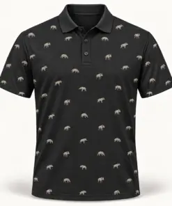 Micro Wild Boar Charcoal Polo Shirt - Front view
