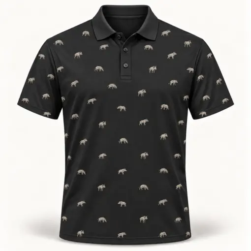 Micro Wild Boar Charcoal Polo Shirt - Front view