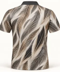Pintail Feather Drift Pewter Polo Shirt - Back view