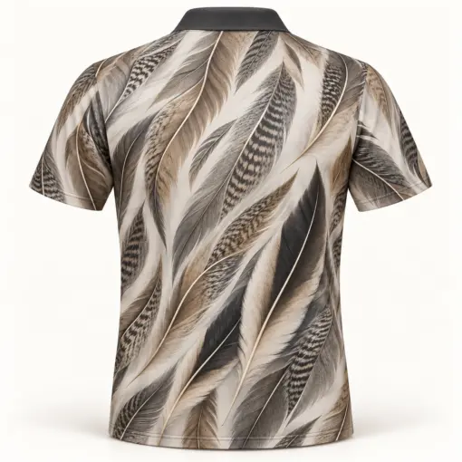 Pintail Feather Drift Pewter Polo Shirt - Back view