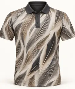 Pintail Feather Drift Pewter Polo Shirt - Front view
