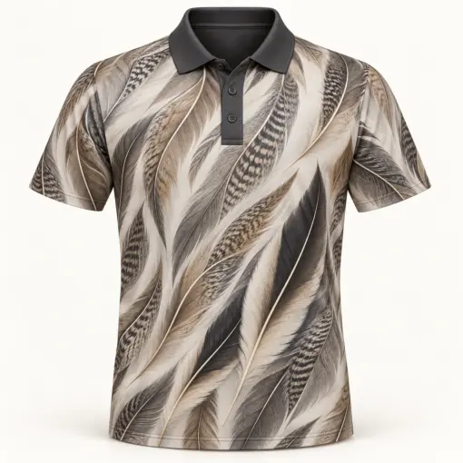 Pintail Feather Drift Pewter Polo Shirt - Front view