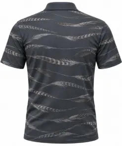 Pintail Long Feather Weft Slate Ash Polo Shirt - Back view