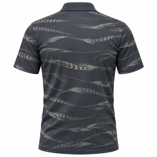Pintail Long Feather Weft Slate Ash Polo Shirt - Back view