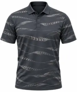 Pintail Long Feather Weft Slate Ash Polo Shirt - Front view