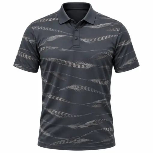 Pintail Long Feather Weft Slate Ash Polo Shirt - Front view