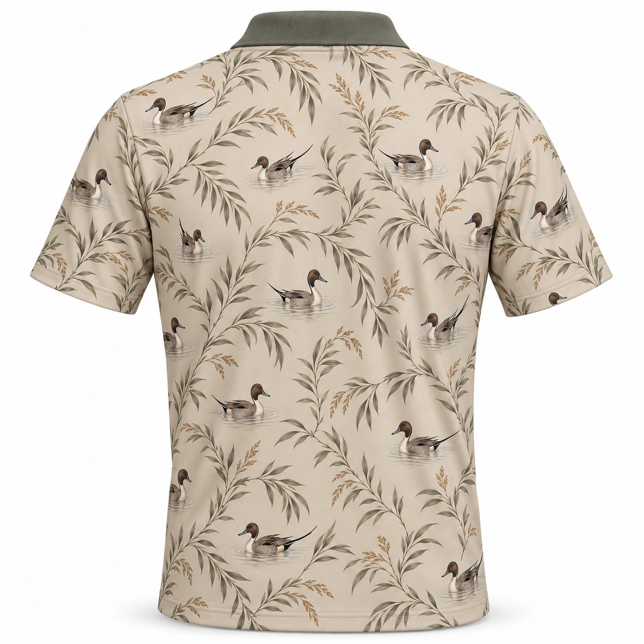 Pintail Willow Scallop Oat Moss Polo Shirt - Back view