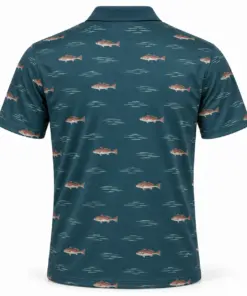 Redfish Tidal Steps Petrol Ash Polo Shirt - Back view