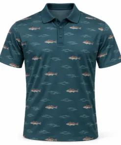 Redfish Tidal Steps Petrol Ash Polo Shirt - Front view