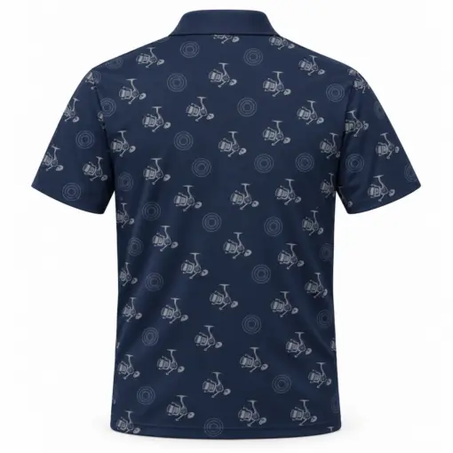 Reel Contour Rings Midnight Pewter Polo Shirt - Back view