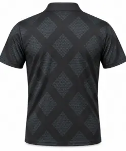 Scale Broken Argyle Graphite Petrol Polo Shirt - Back view
