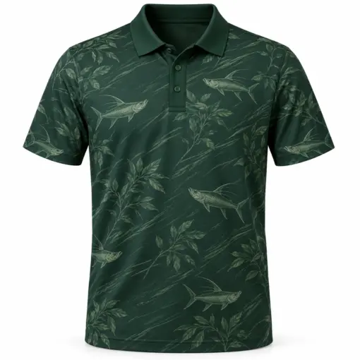 Tarpon Mangrove Veil Forest Smoke Polo Shirt - Front view