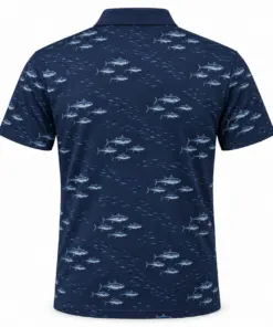 Tuna Shoal Dashes Navy Steel Polo Shirt - Back view