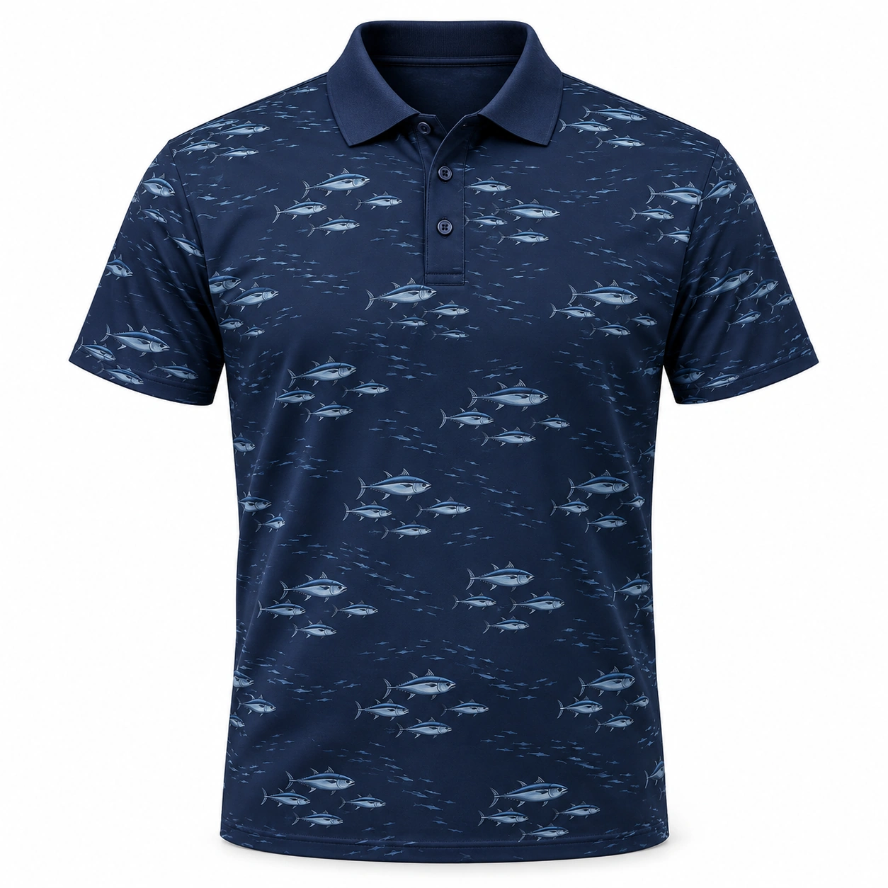 Tuna Shoal Dashes Navy Steel Polo Shirt - Front view