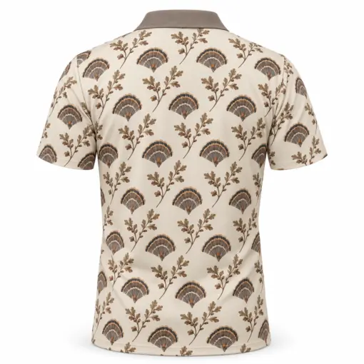 Turkey Fan Botanical Trellis Pearl Taupe Polo Shirt - Back view