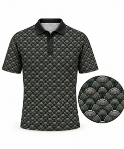 Turkey Fan Canopy Charcoal Moss Polo Shirt - Front view