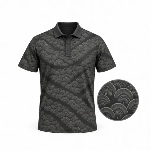 Turkey Fan Current Graphite Sage Polo Shirt - Front view