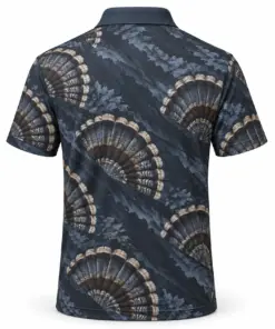 Turkey Fan Layered Ribbon Slate Smoke Polo Shirt - Back view