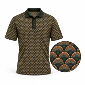Turkey Fan Mosaic Forest Bronze Polo Shirt