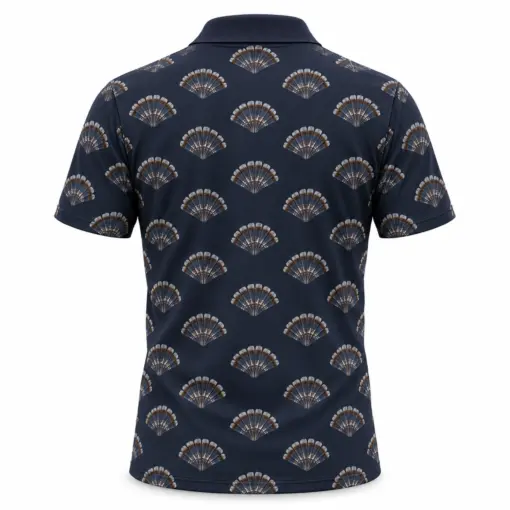 Turkey Fan Open Arch Ink Pewter Polo Shirt - Back view
