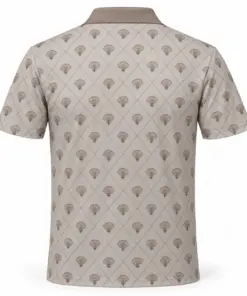 Turkey Fan Trellis Stone Taupe Polo Shirt - Back view