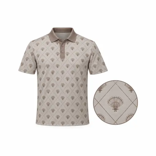 Turkey Fan Trellis Stone Taupe Polo Shirt - Front view