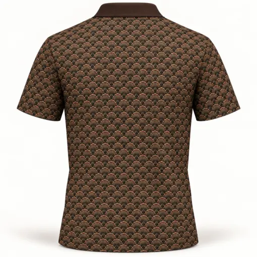 Turkey Fan Weave Bark Copper Polo Shirt - Back view