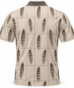 Turkey Feather Fine Window Oat Graphite Polo Shirt - Back view