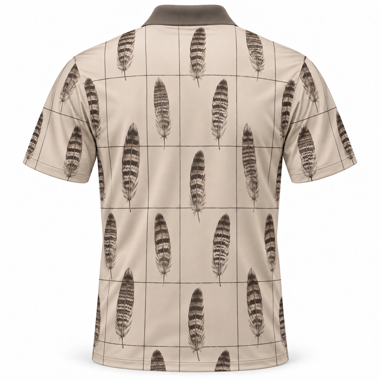 Turkey Feather Fine Window Oat Graphite Polo Shirt - Back view
