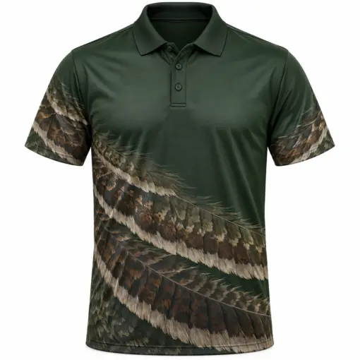 Turkey Feather Quiet Diagonal Forest Ash Polo Shirt - Front view