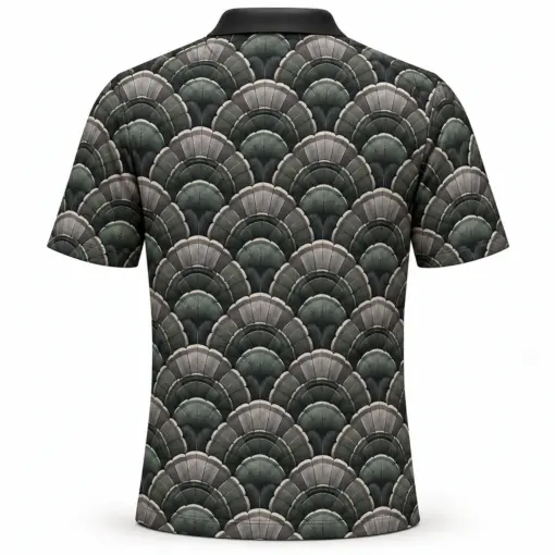 Turkey Grand Fan Canopy Charcoal Moss Polo Shirt - Back view