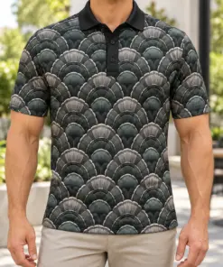 Turkey Grand Fan Canopy Charcoal Moss Polo Shirt - Model wearing the product