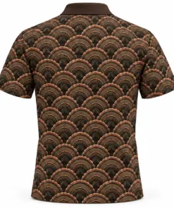 Turkey Grand Fan Weave Bark Copper Polo Shirt - Back view