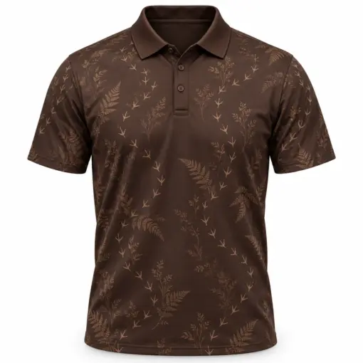 Turkey Track Fern Drift Espresso Stone Polo Shirt - Front view