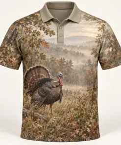 Turkey Woodland Morning Polo Shirt - Front view