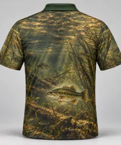 Underwater Bass Bronze Lake Polo Shirt - Back view