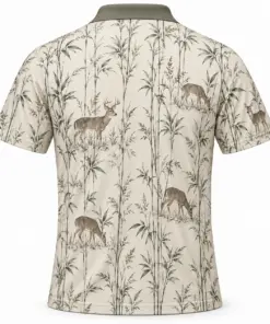 Whitetail Bamboo Etching Pearl Moss Polo Shirt - Back view