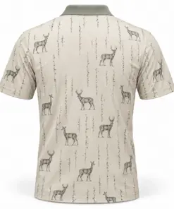 Whitetail Birch Contour Stone Sage Polo Shirt - Back view