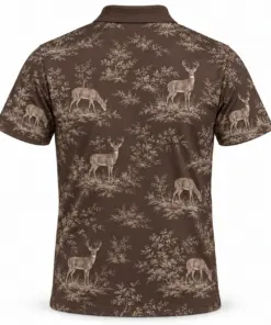Whitetail Bramble Toile Espresso Sand Polo Shirt - Back view