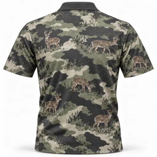 Whitetail Hexwood Charcoal Sage Polo Shirt - Back view