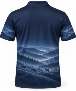 Whitetail Valley Arcs Midnight Blue Polo Shirt - Back view