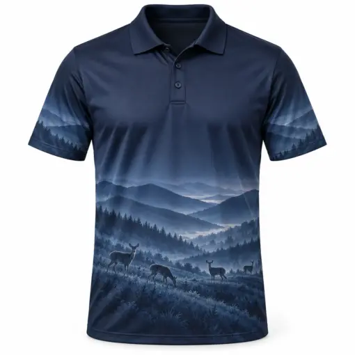 Whitetail Valley Arcs Midnight Blue Polo Shirt - Front view