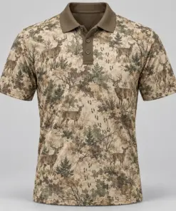 Whitetail Woodland Sand Brush Polo Shirt - Front view