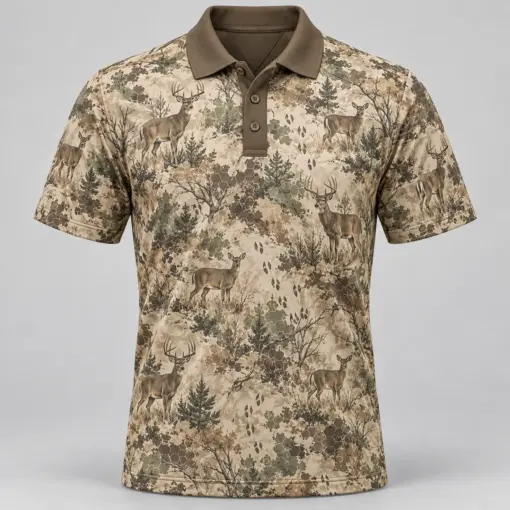 Whitetail Woodland Sand Brush Polo Shirt - Front view