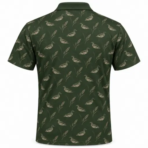 Wigeon Grass Medley Moss Sand Polo Shirt - Back view